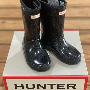 Glitter Black Kids Hunter Boots